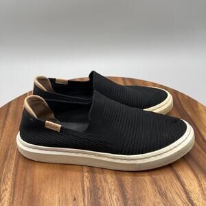 UGG Alameda Shoes Womens Size 8 Black Knit Slip On Boat Loafers Casual Sneakers